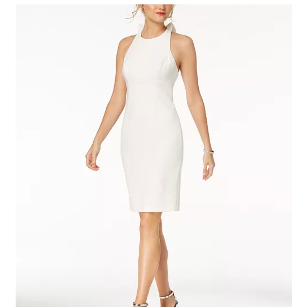 VINCE CAMUTO Ivory Ruffle Back Sleeveless Formal Halter Dress  Size 8